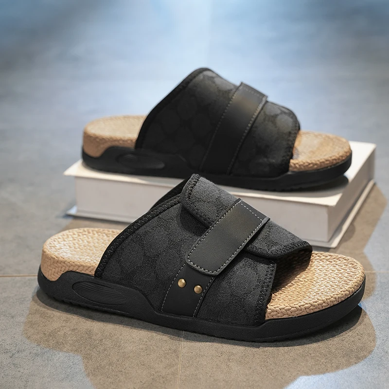 Birkenstyle Men's Summer Outdoor Casual Trendy All-Match Woven Slip-On Anti-Slip Beach Driving Single Strap Slippers