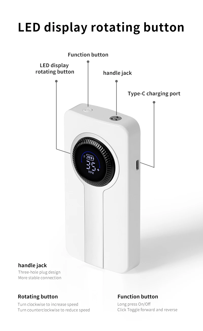 ポータブル35000RPMネイルドリルマシン充電式電動ブラシレスネイルドリルマシン低騒音マニキュアネイルジェルポリッシャー
