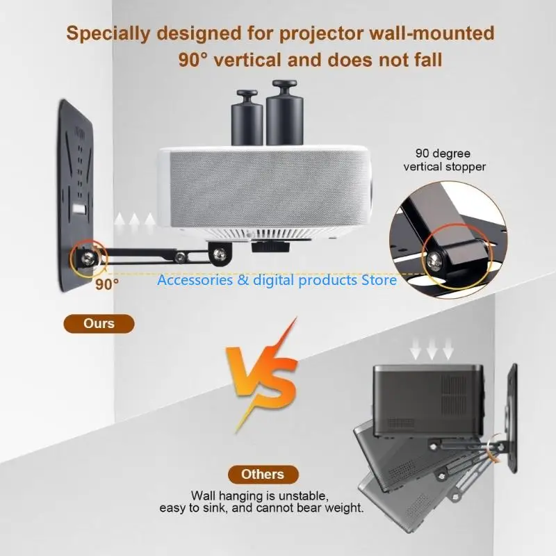 77JD Versatiled Projector Mount 26mm Folded Thickness 180° Rotate Adjustable