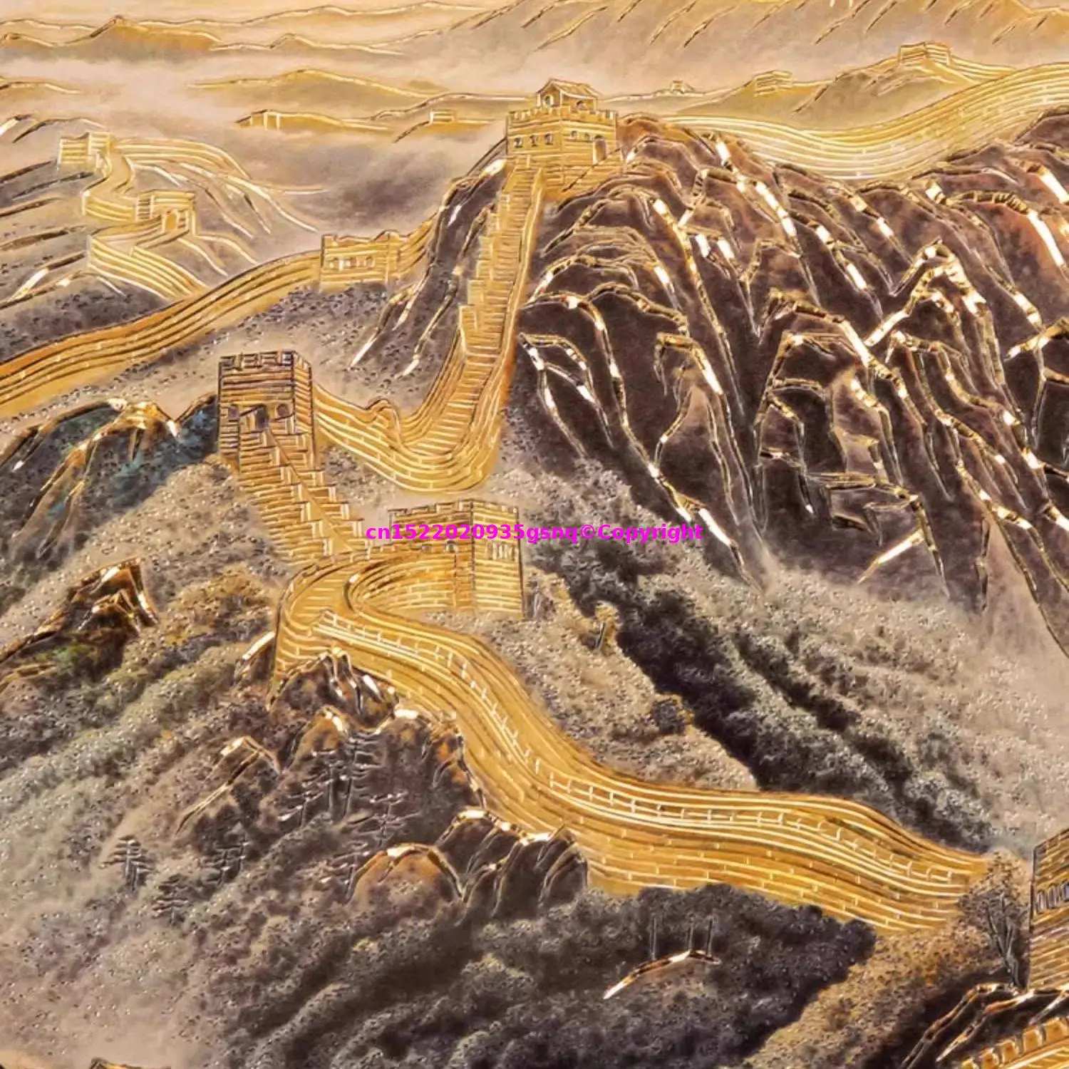 2026 home office TOP CHINA foreign gift ornament CHINA The Great Wall landscape Copper painting with wooden frame High end decor