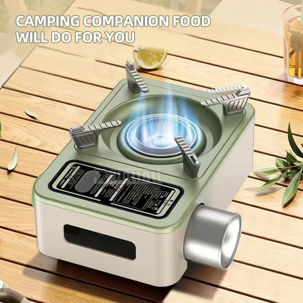 Réchaud de camping portable multifonctionnel, réchaud à gaz coupe-vent, ustensiles de cuisine, extérieur