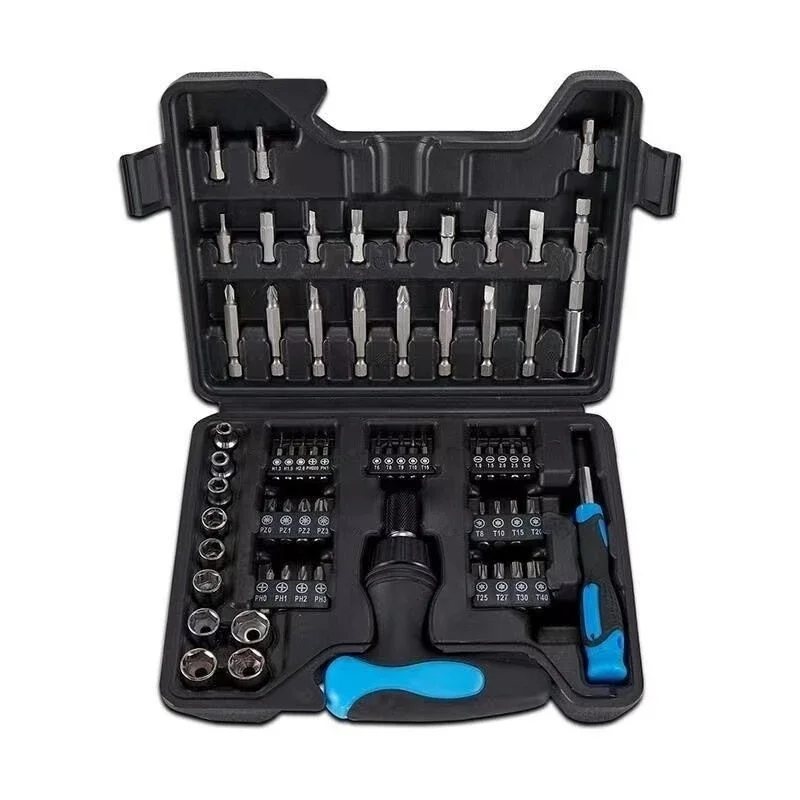 63Pcs Ratchet Screwdriver Set Precision Sleeve Torx Hex Screw Driver Bits Wrench Spanner Screwdriver Combination Toolbox