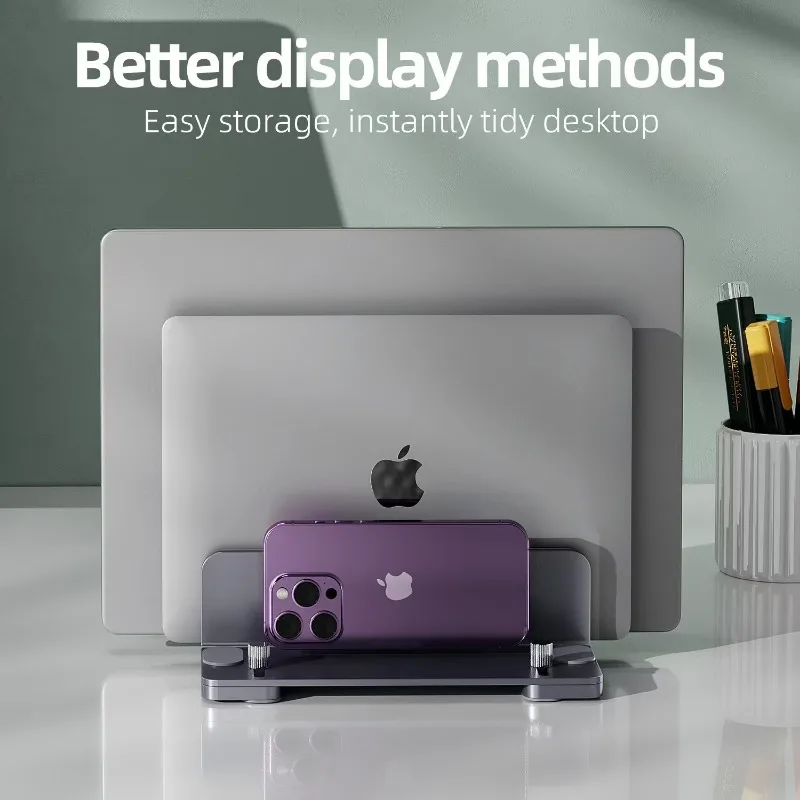 Verstellbarer Laptop-Ständer mit doppeltem Clip, Laptop-Ständer mit Silikon-Pad, platzsparende Schreibtischhalterung für Telefon, MacBook, Mac, Mini, M4-Konsole