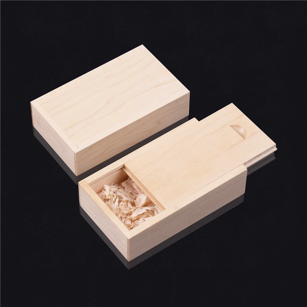 3.74x2.17x0.98inch Blank Wooden Box Gift Unfinished Storage Box with Slide Top for Custom Necklace Ring Jewels Box or USB