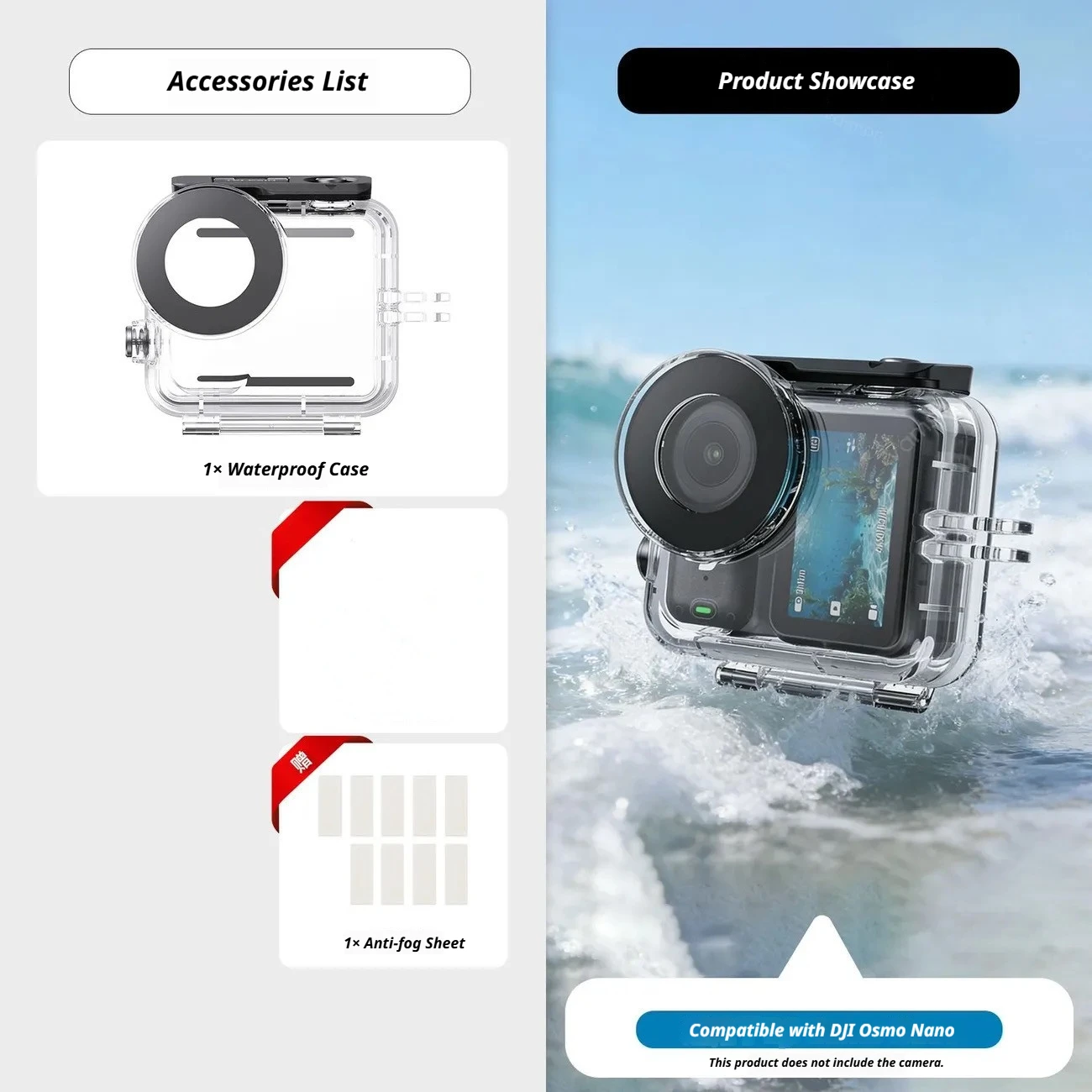 TELESIN 60M Diving Waterproof Case For DJI OSMO Nano Underwater Anti-fog Housing Cover For DJI Nano Protective Cover Case
