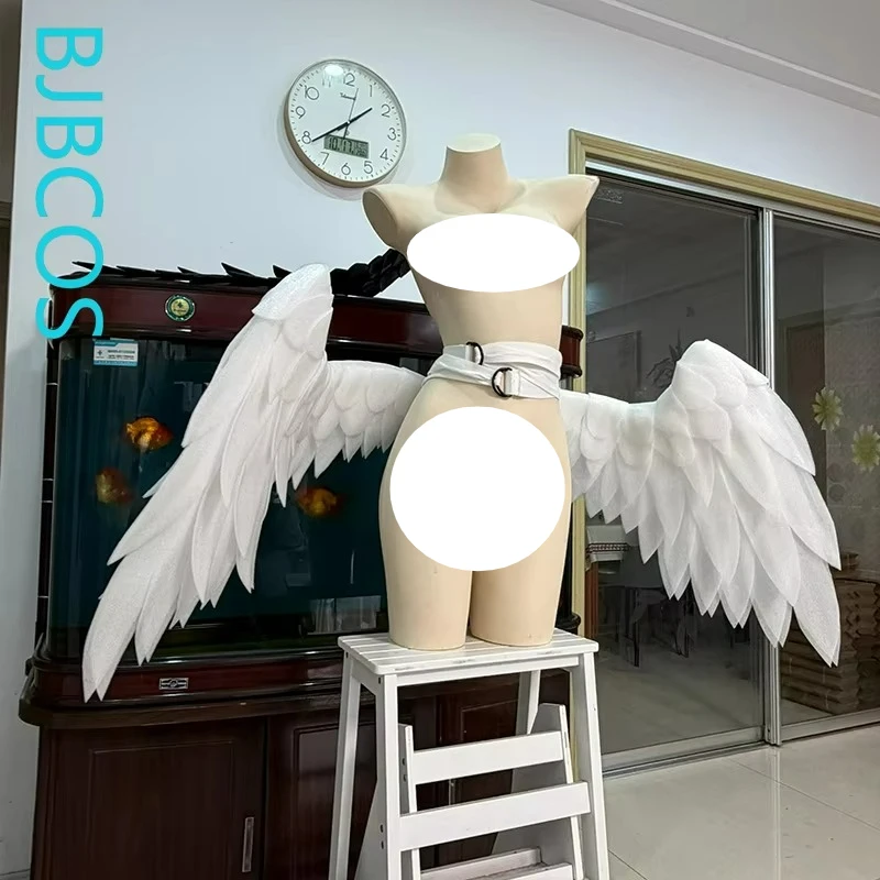 Angel Devil White Wings Cosplay Costume Women Man Foldable White Lolita Little Wings Cosplay Halloween Carnival Party Prop view 2