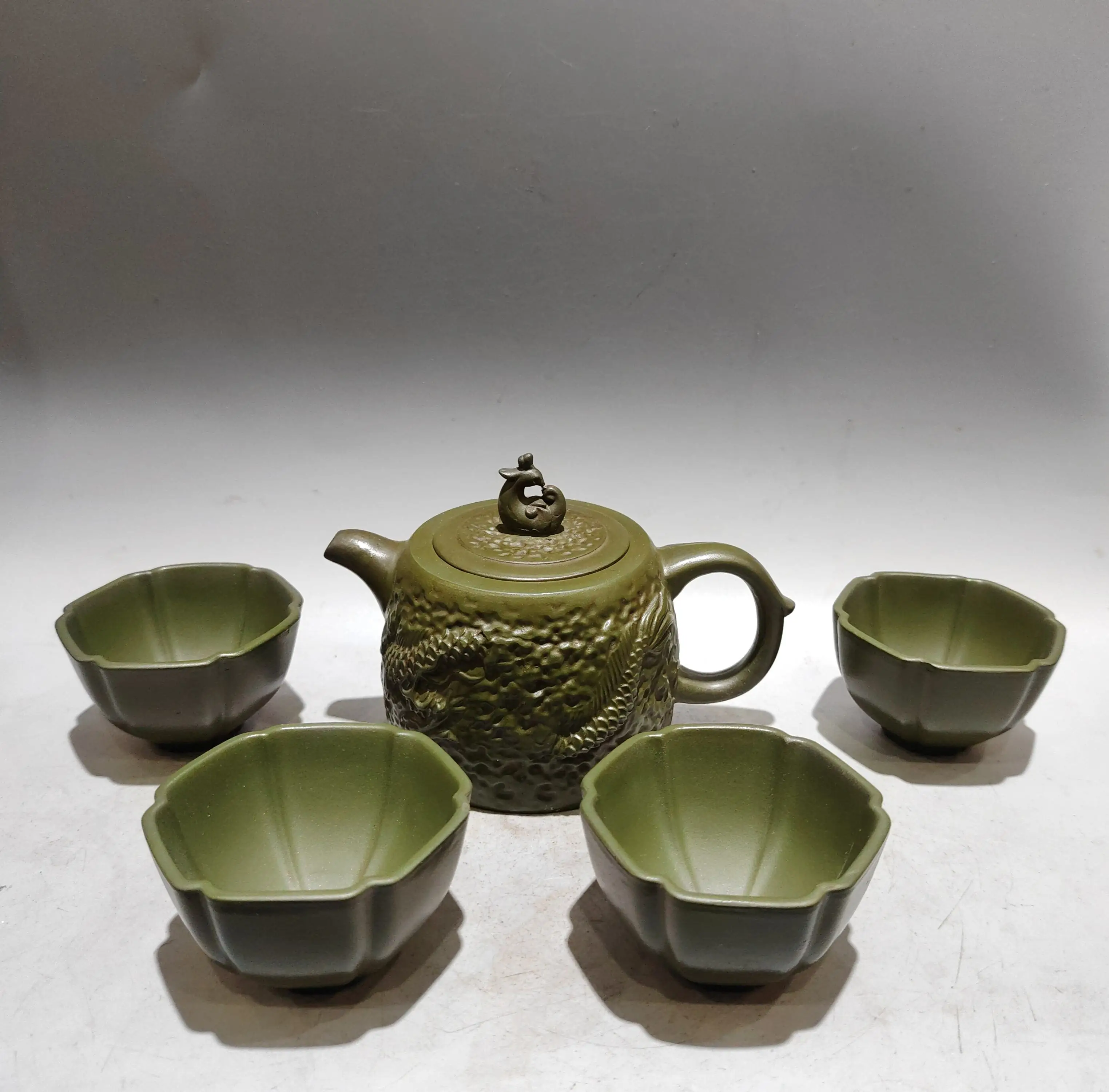 Yixing Teapot Purple Clay Pot Phoenix Cover dragon pattern Well railing pot 4 cups Kettle Teapot Pot Tea Tasting Tea Ceremony