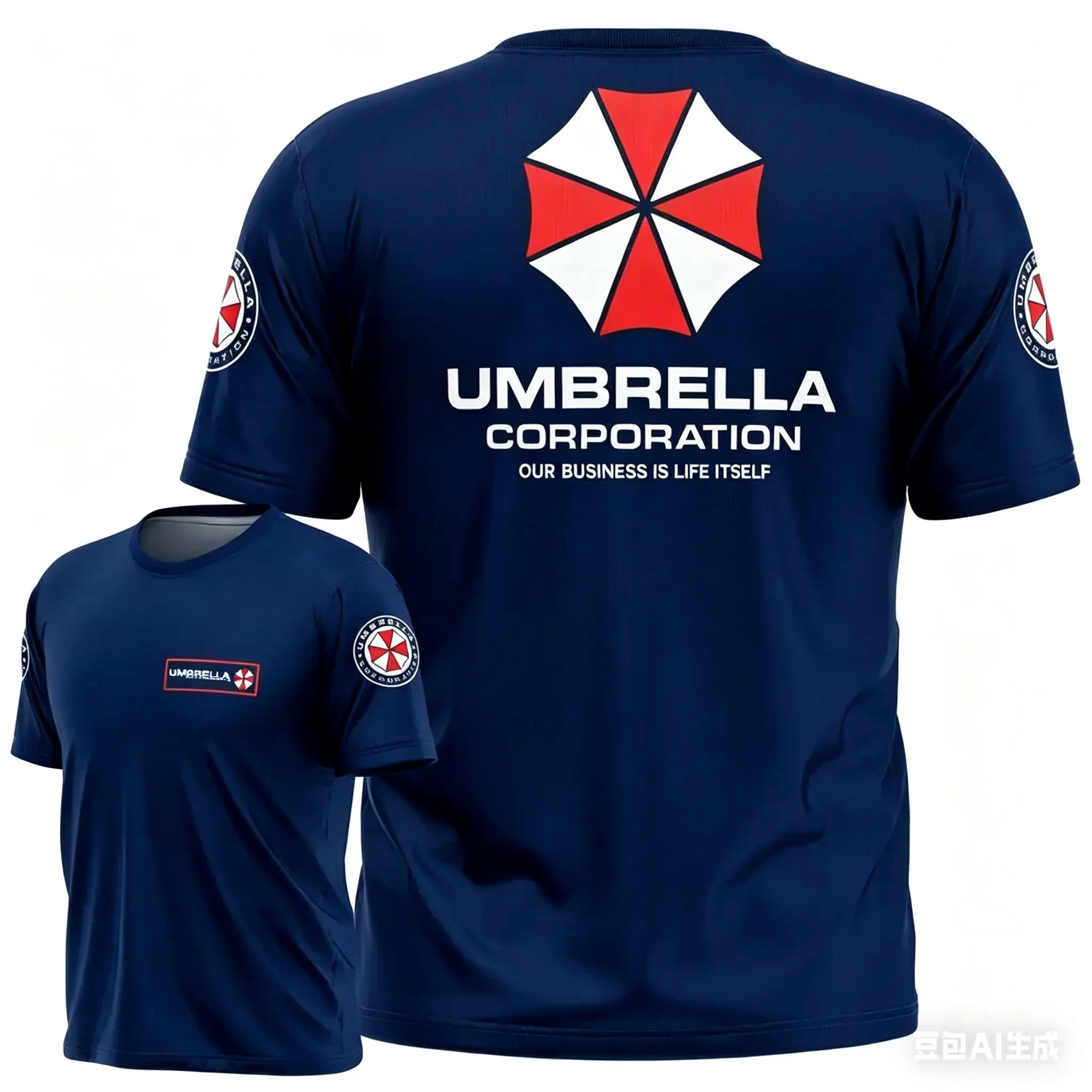 Resident Evil Umbrella Corporation T-Shirt - Schwarzes, ikonisches Logo & Slogan, 3D-gedruckt, perfekt für Game-Fans – Detail 10