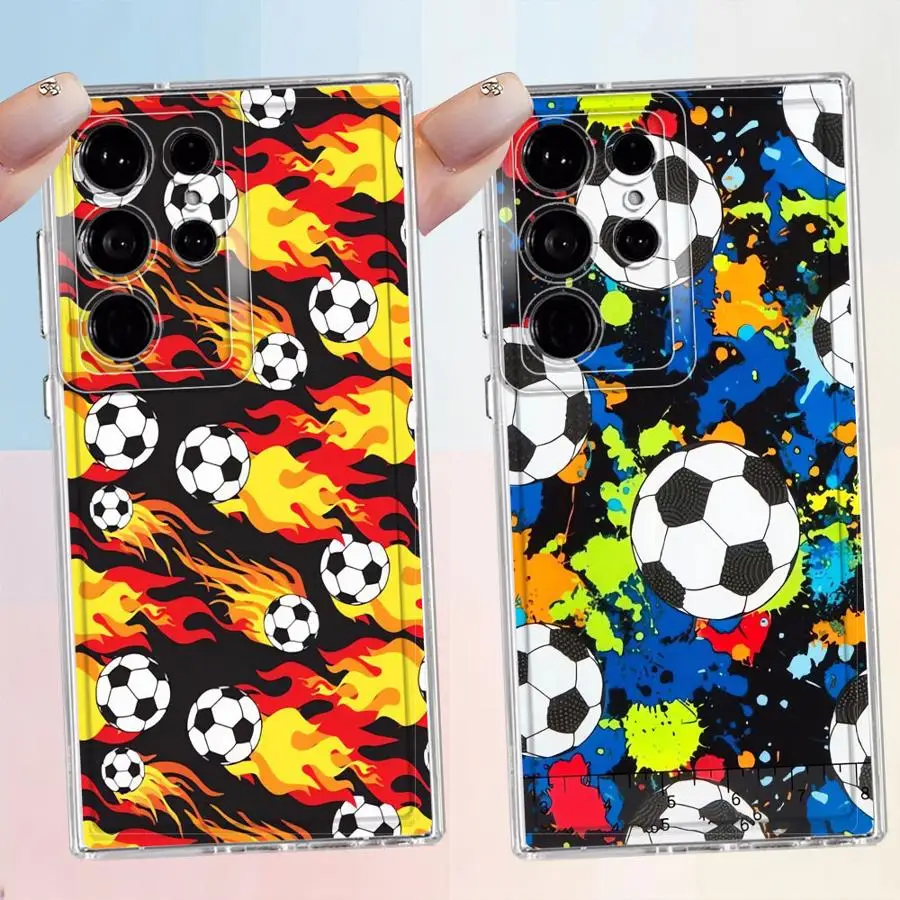 Phone Cover Case for Samsung Galaxy S26 S25 Edge S20 Plus S24 S22 FE S23 Ultra Note 20 Ultra 10 S21 Colorful Cartoon Football