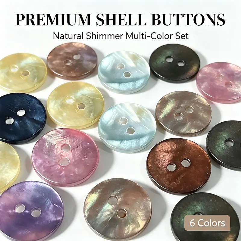 10pcs Natural Pearl Shell Buttons 10/15/20mm Round 2 Hole Shell Button For DIY Crafts Clothing Sewing Scrapbooking Accessories