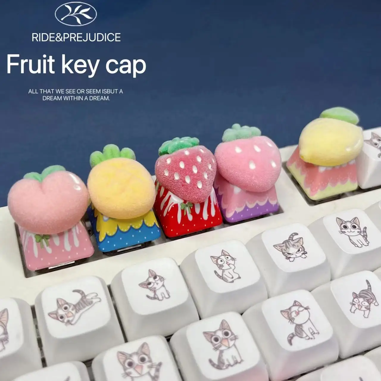 Creative personalized fruit lemon keycaps plush game mechanical keyboard pineapple peach strawberry keycaps