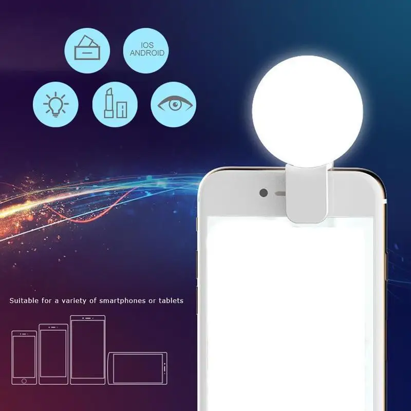 Mobile Phone LED Selfie Ring Light Portable Mini Durable Practical Three Stop Dimming Circle Photography Clip Fill Light