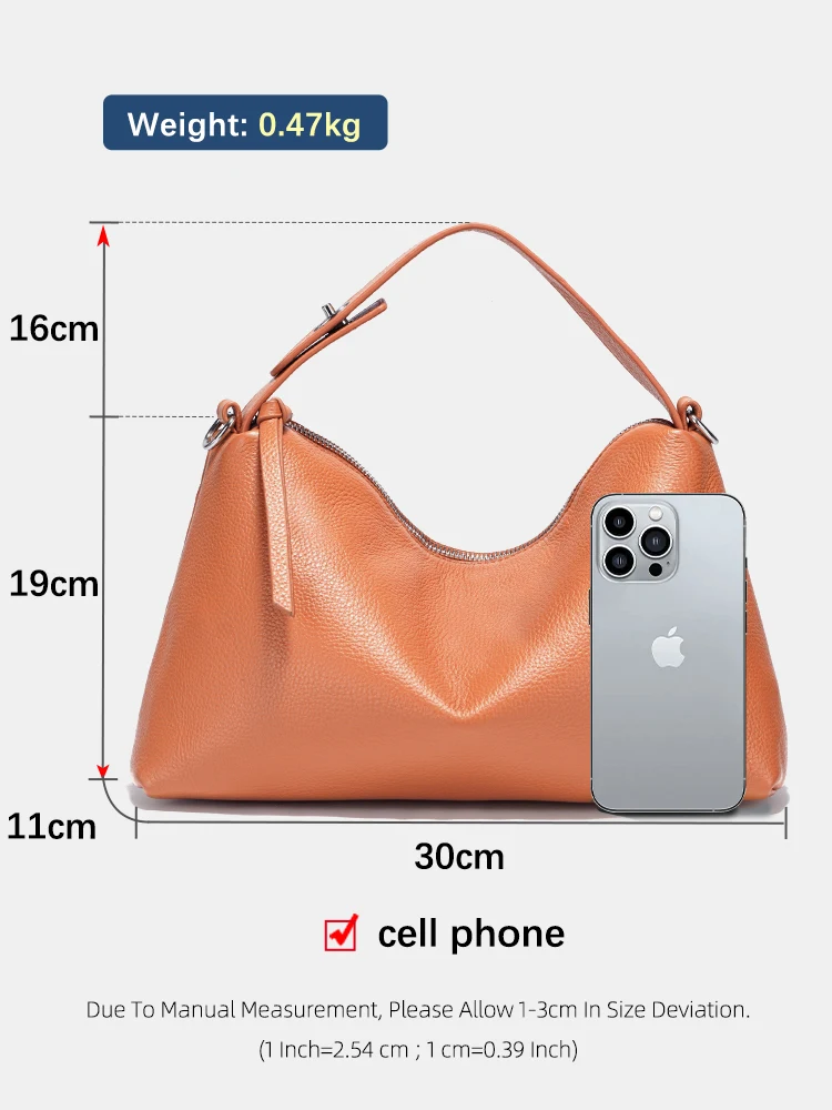 Zency Genuine Leather Tophandle Bag Fashion Hobo Bag Women Shoulder Handbag Crossbody Designer Elegant White Satchel Retro Brown