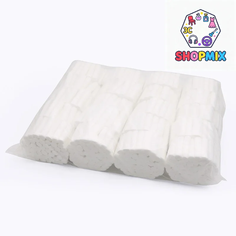 50Pcs/Bag Dental Cotton Roll 1.0x3.8cm High Absorbent Hemostatic Cotton Roll Moisture Proof for Oral Care