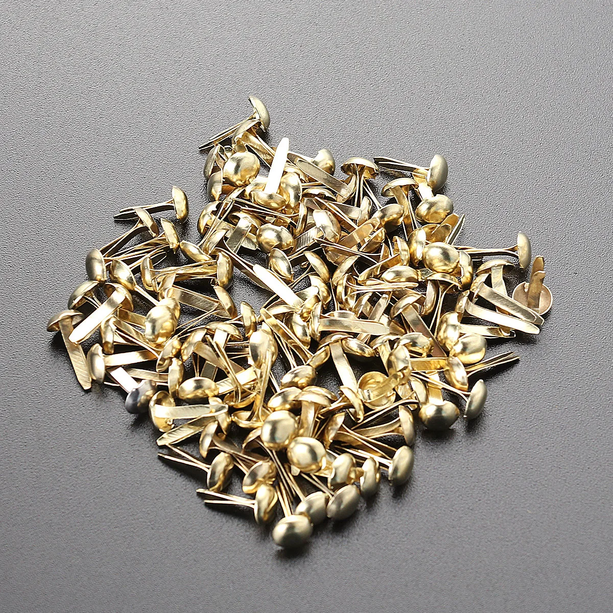 

100Pcs Mini Round Brads Assorted Light Colors 5.5x11mm Rustic Metal Brads for Handmade Crafts Scrapbooking Journaling DIY Paper