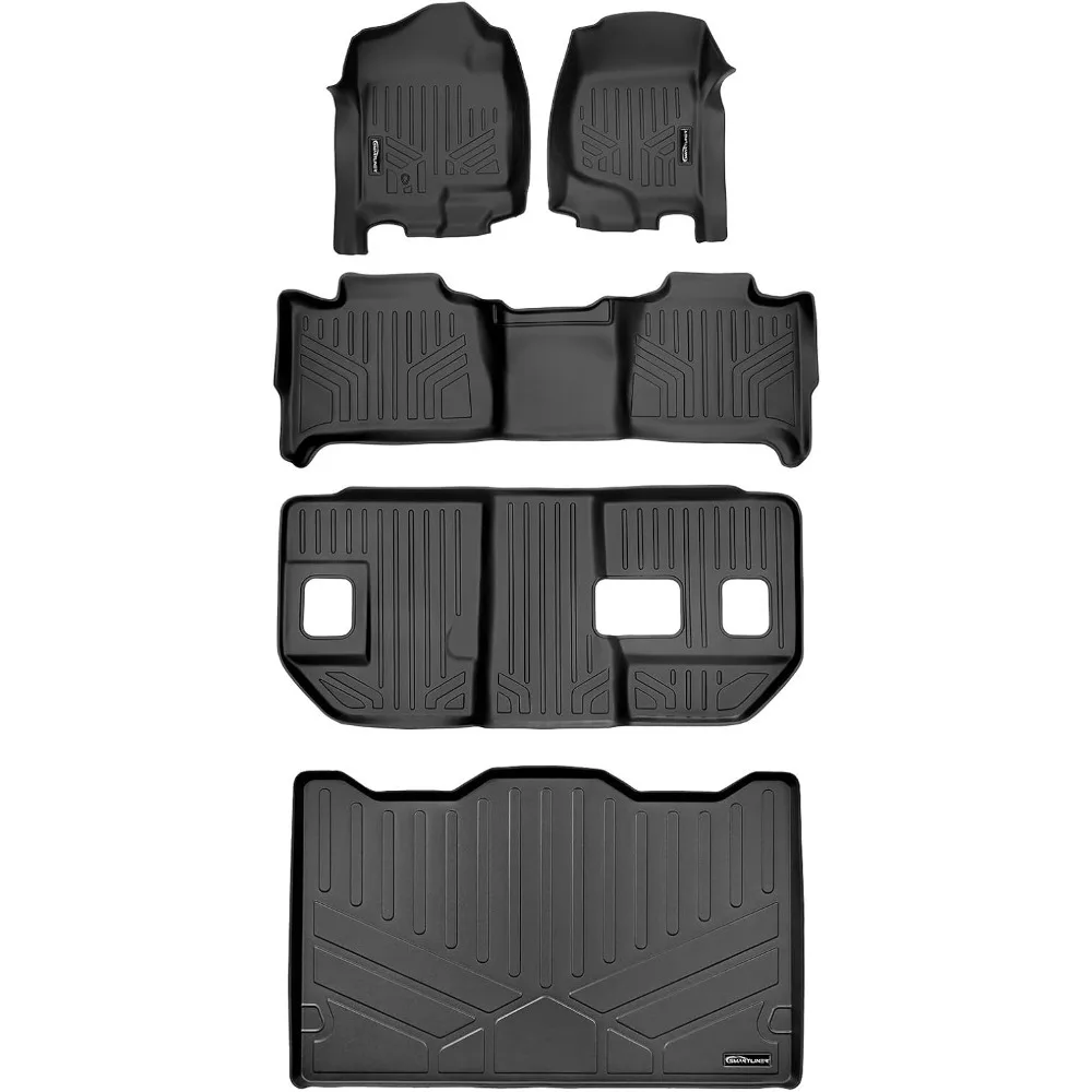 

MAXLINER Custom Fit Floor Mats 3 Rows and Cargo Liner Behind 3rd Row Black Compatible with 2007-2014 Suburban/Yukon XL