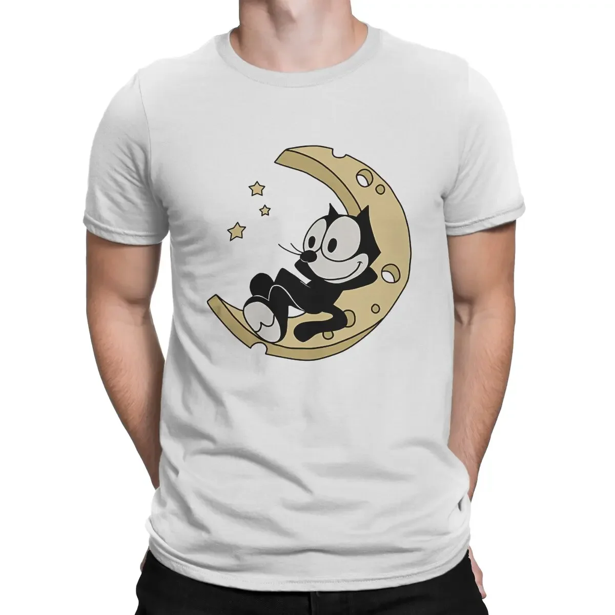 O Neck F-Felix The Cat Cartoon Tee Shirt Short Sleeve Clothes Gift Idea Sleep T Shirt for Men 100% Cotton Vintage T-Shirt 2024