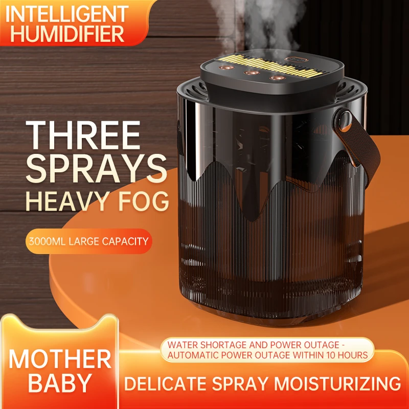 3000ML Air Humidifier Large capacity Bedroom Office with Night Light USB Mist Maker Car Air Air Humidifier Mist Maker Household