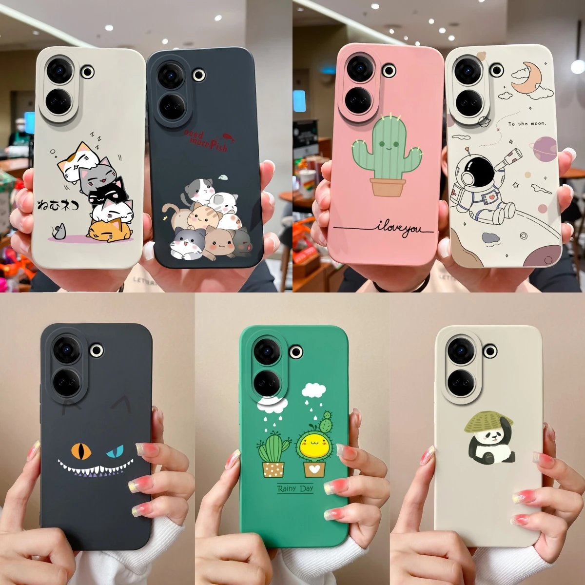 Case For Tecno Camon 20 20 Pro 20 Premier 4G 5G Lovely Cactus Silicone Liquid Shockproof For Tecno Camon20 20Pro 20Premier Funda