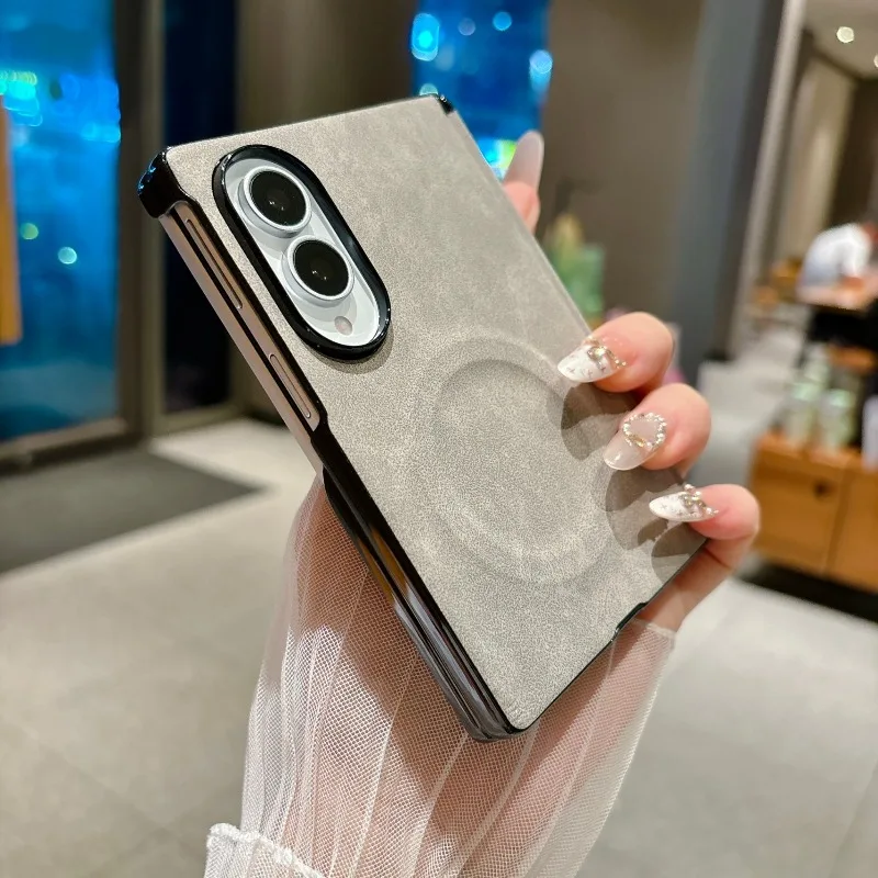 For Samsung Galaxy Z Fold 8 Wide Case Luxury Magnetic Matte Skin-Friendly Sheepskin Leather Cover Shockproof For Magsafe Funda