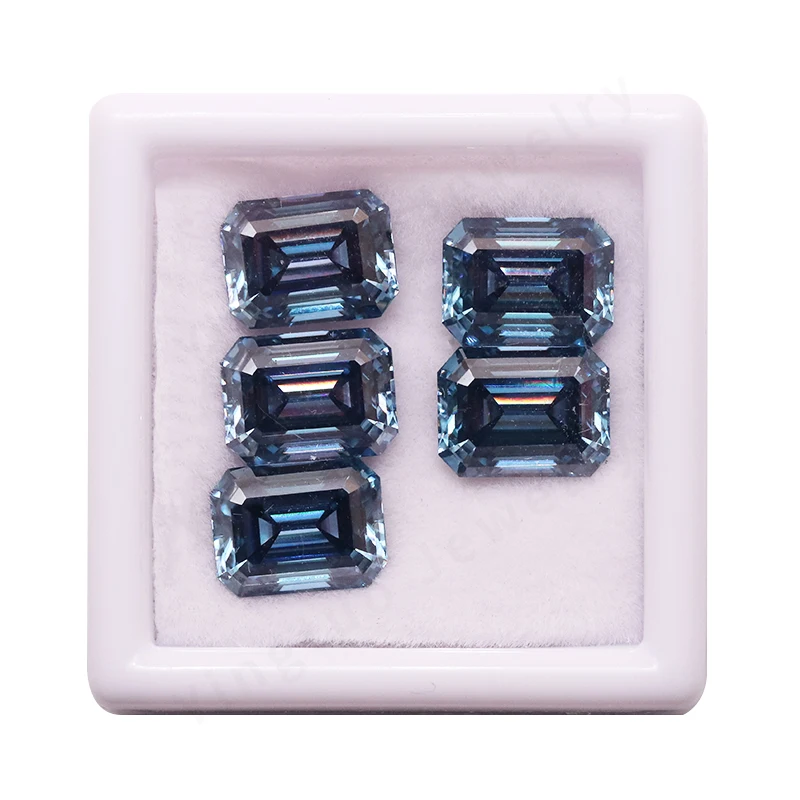 Sapphire Blue Emerald Cut Moissanite Loose Stone VVS1 Lab GRA Certified 6*8mm 2ct Moissanite Diamonds