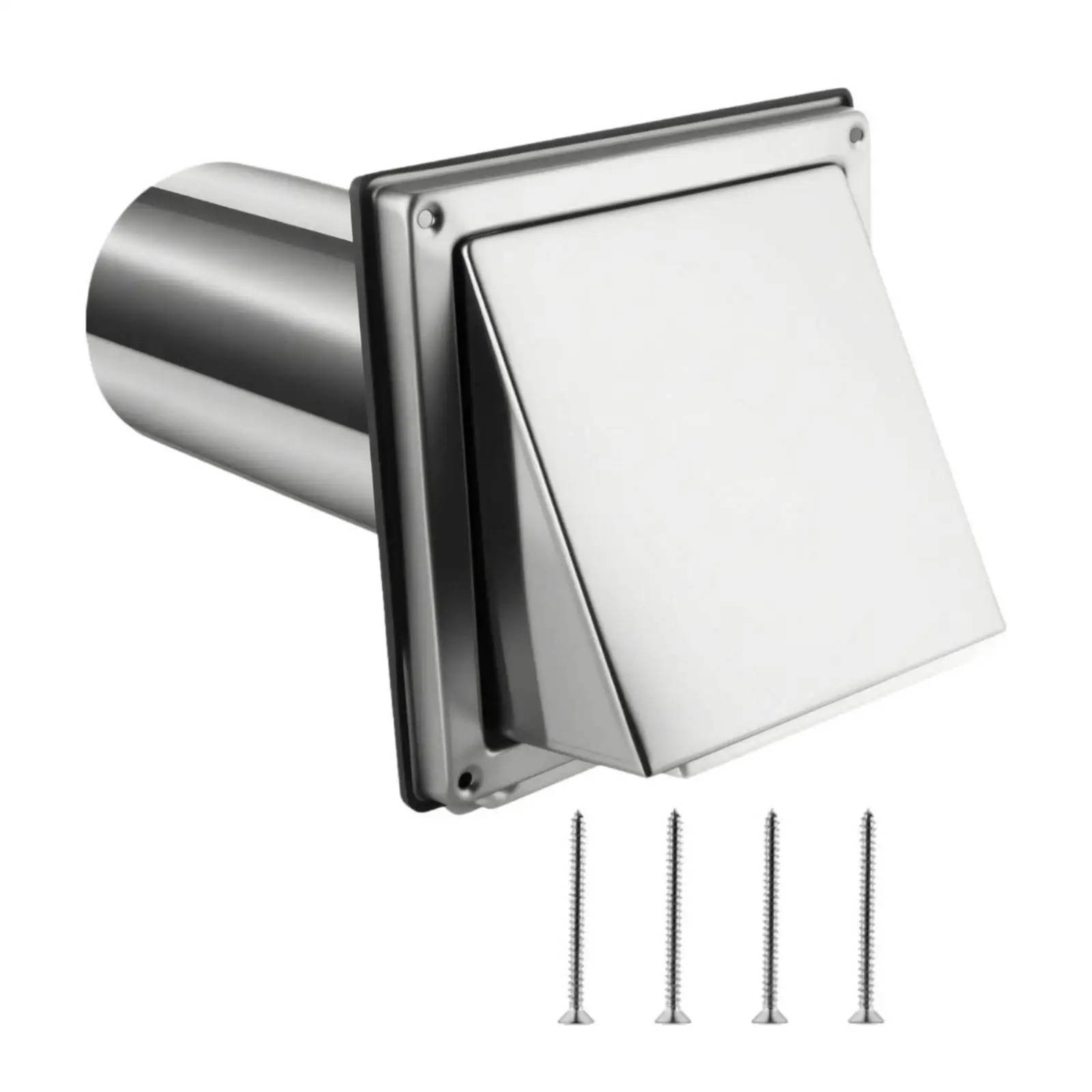 Wall Mount Dryer Vent Cover Stainless Steel Exterior Exhaust Hood with Built in Screen Flap
