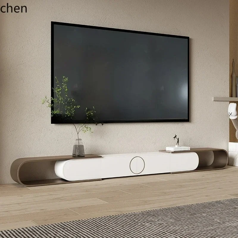 y24- light luxury rock slab retractable simple modern stainless steel floor TV cabinet