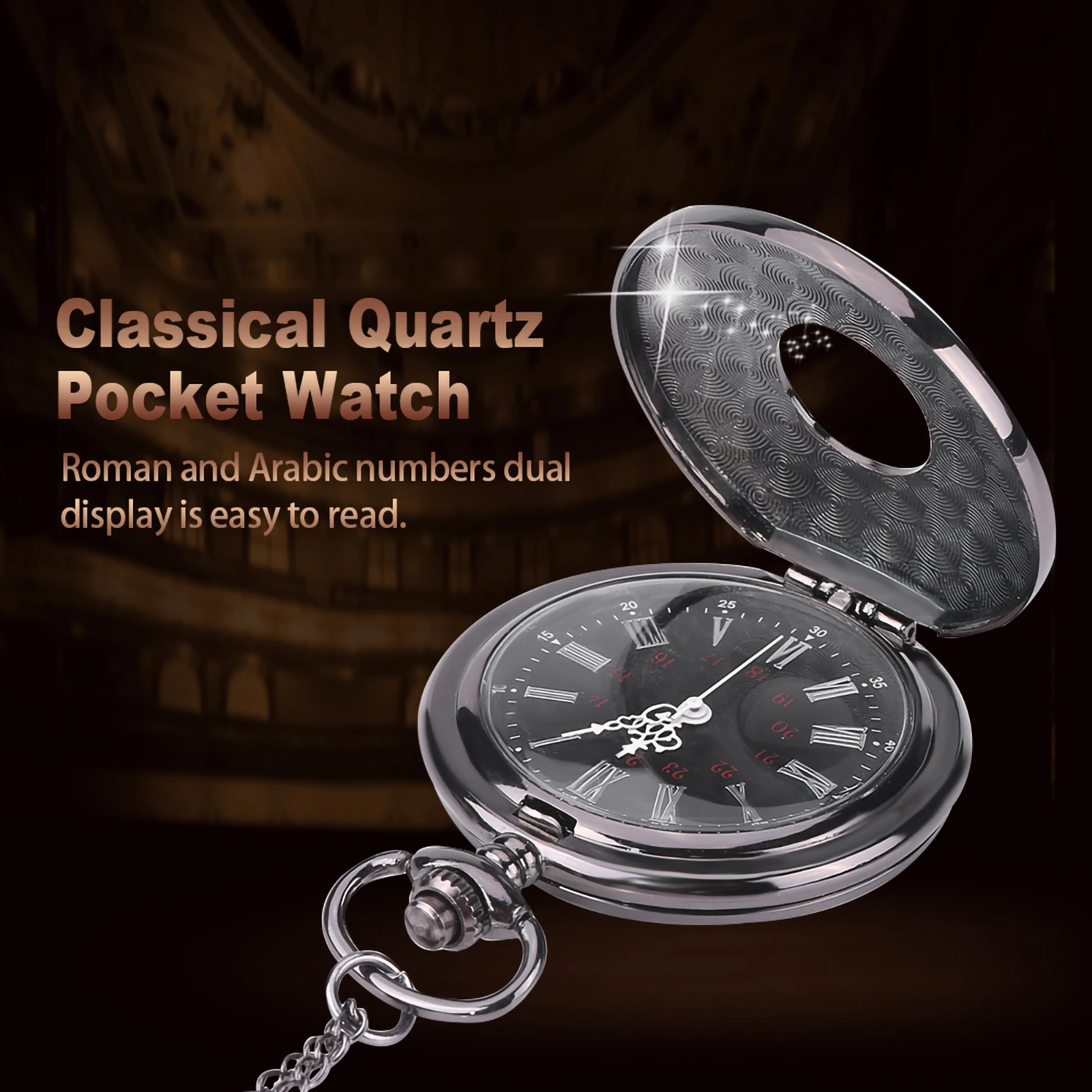 Analog  Watch Classical  Watch  Watch Classical Quartz Analog Alloy  Watch Necklace Pendant with Chain
