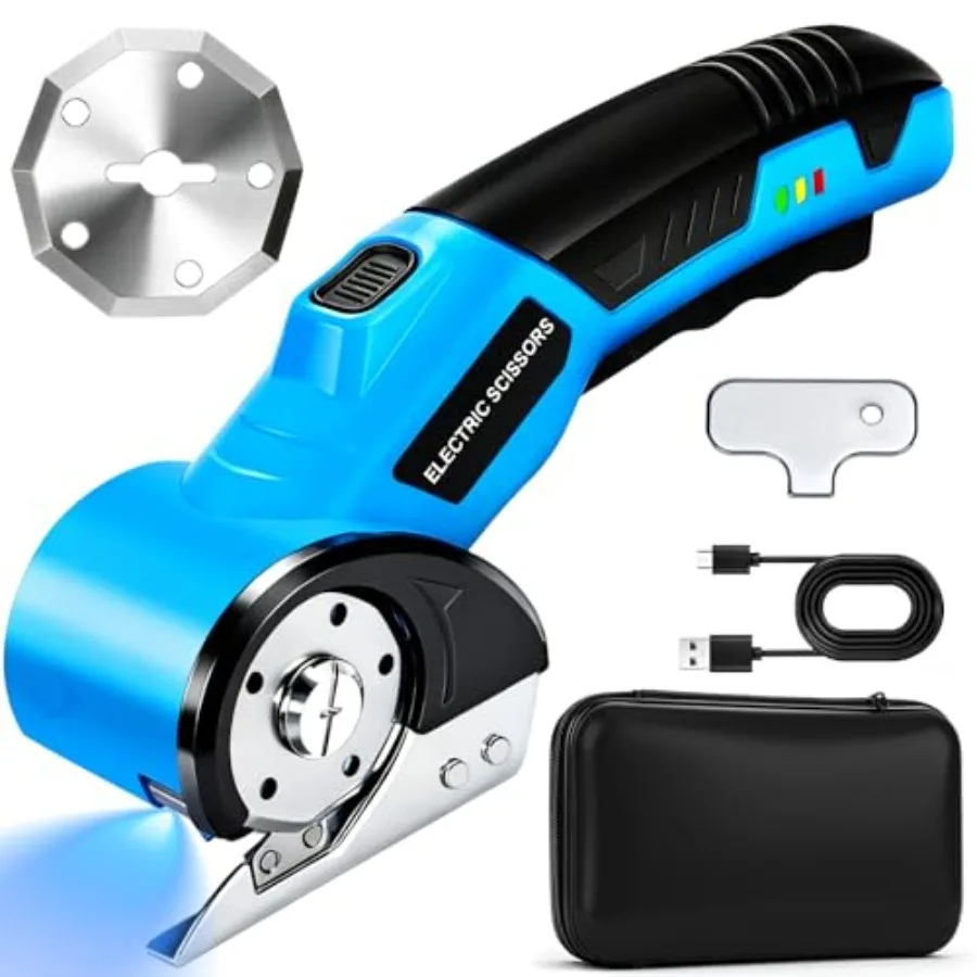 

Беспроводные электрические ножницы-резаки для картона, перезаряжаемые, автоматические, с LED-подсветкой, защитным замком, дополнительными лезвиями