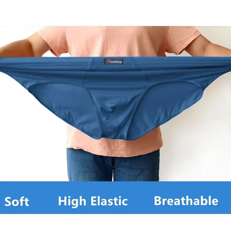 6XL-8XL Intimo modale da uomo a vita alta per 150 kg Confezione da 3 slip a triangolo elastico traspirante Mutande maschili morbide antirotolamento