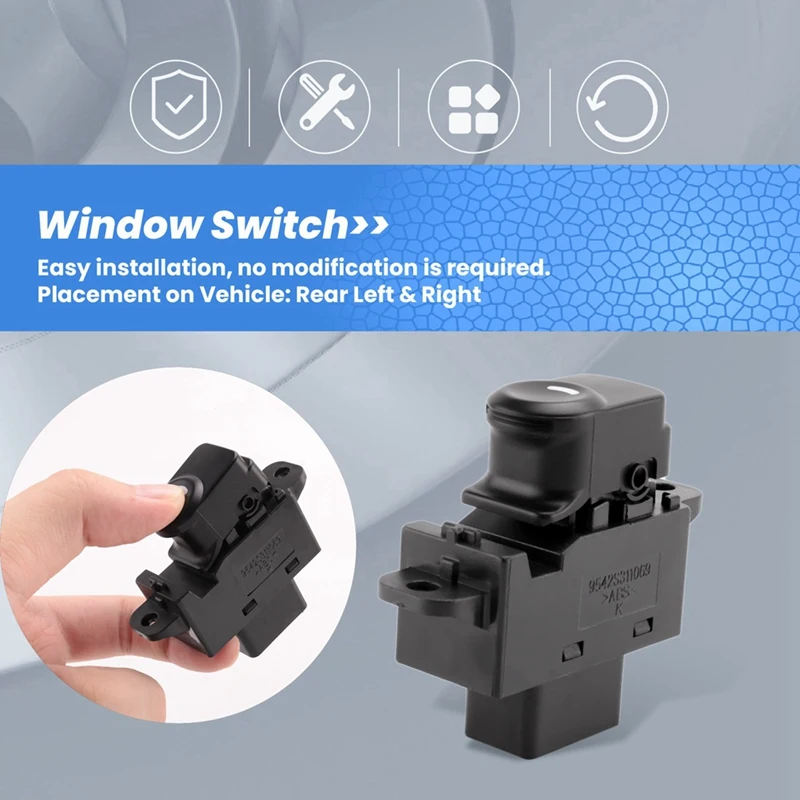 2 Piece Car Rear Power Window Switch Left Right Black ABS For HYUNDAI ACCENT SOLARIS 2011-2017 935801R001 93580-1R001