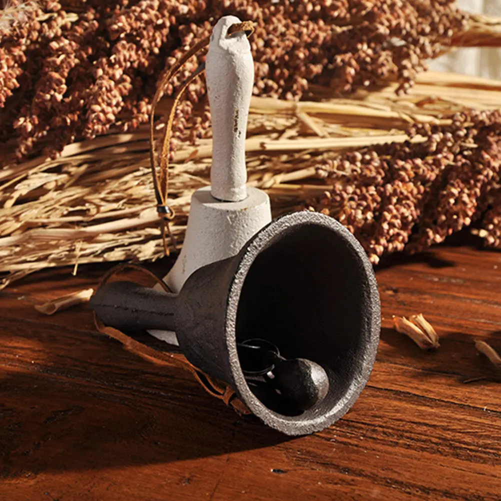 1Pcs Retro Iron Bell Archaize Hand Bell Vintage Style Extra Loud for Home School Restaurant Service Call Decoration