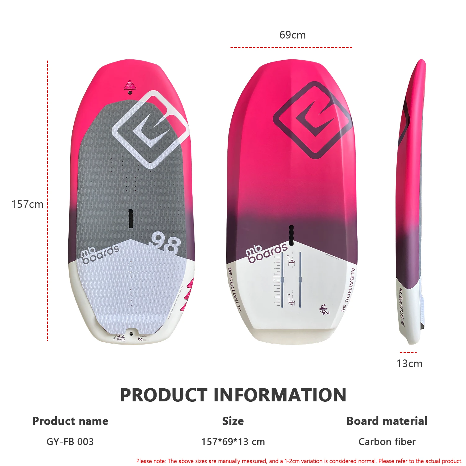 MB 78 98 118 L Customized Carbon wind wingfoil kite surf Hydrofoil Surfing Wing downwind Pumping supSurfboard for Foil Board