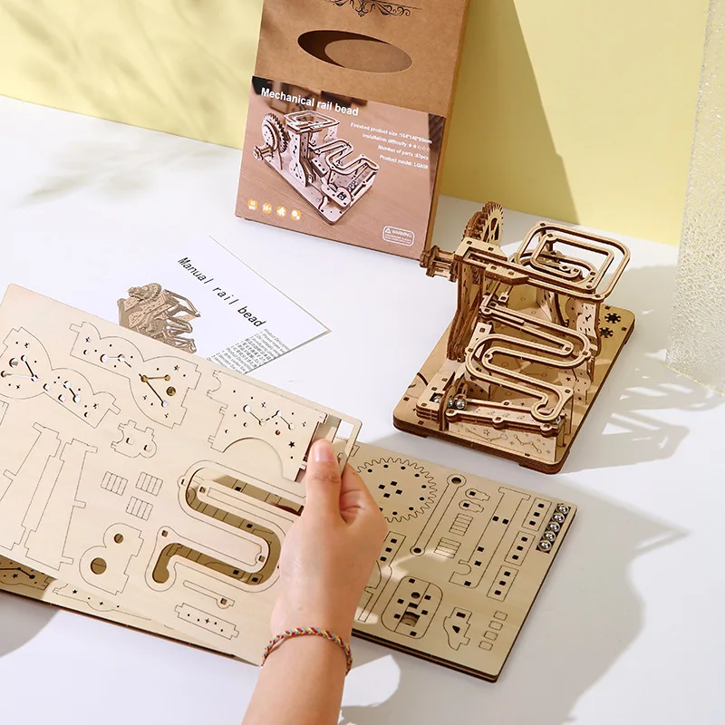 لغز خشبي ثلاثي الأبعاد، ألعاب تعليمية بالبخار، ألغاز ميكانيكية تعمل بالرخام، لعبة تجميع ذاتية، مجموعات بناء للأطفال والكبار