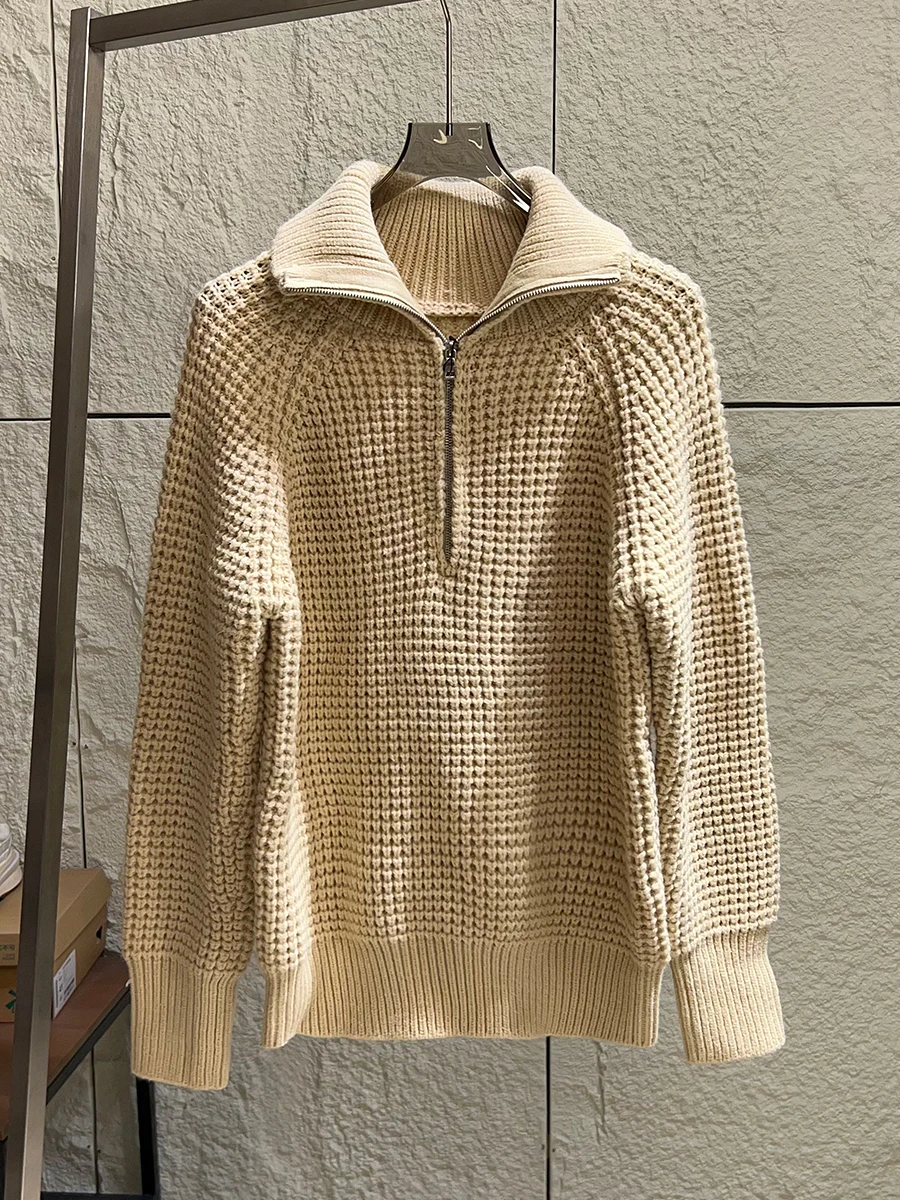 

Loose Fit Half Zip Knitwear for Men Casual Style Warmth Guaranteed Waffle Pattern Design Versatile Fashionable Chinese Brand