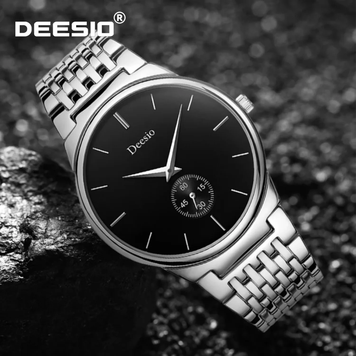

Deesio Men's Watch Luxury Sapphire Crystal Stainless Steel Quartz Watch 30M Water Resistant Business Wristwatch Gift for Men