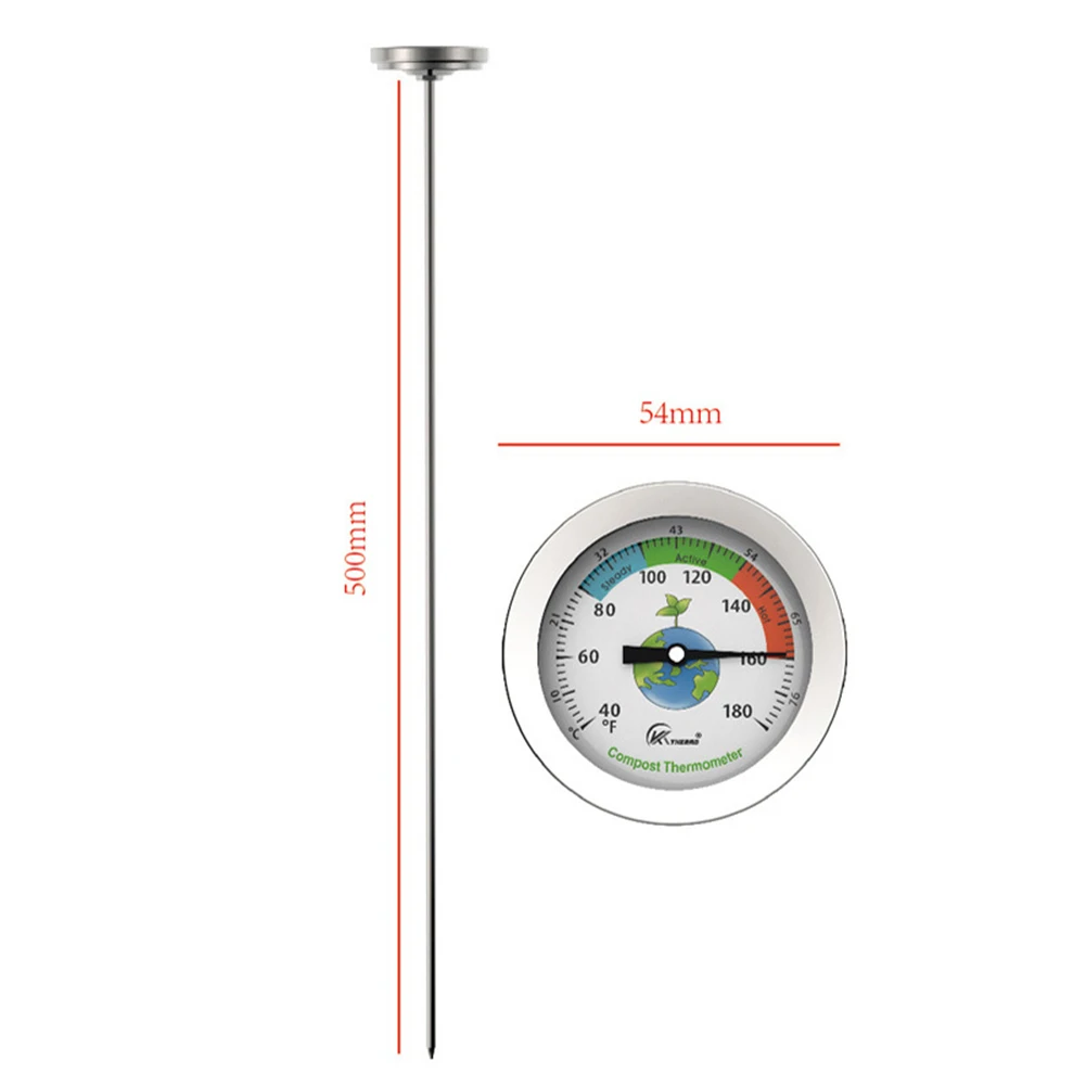 Stainless Steel 50cm Compost Soil Thermometer Tester Temperature Measuring Probe