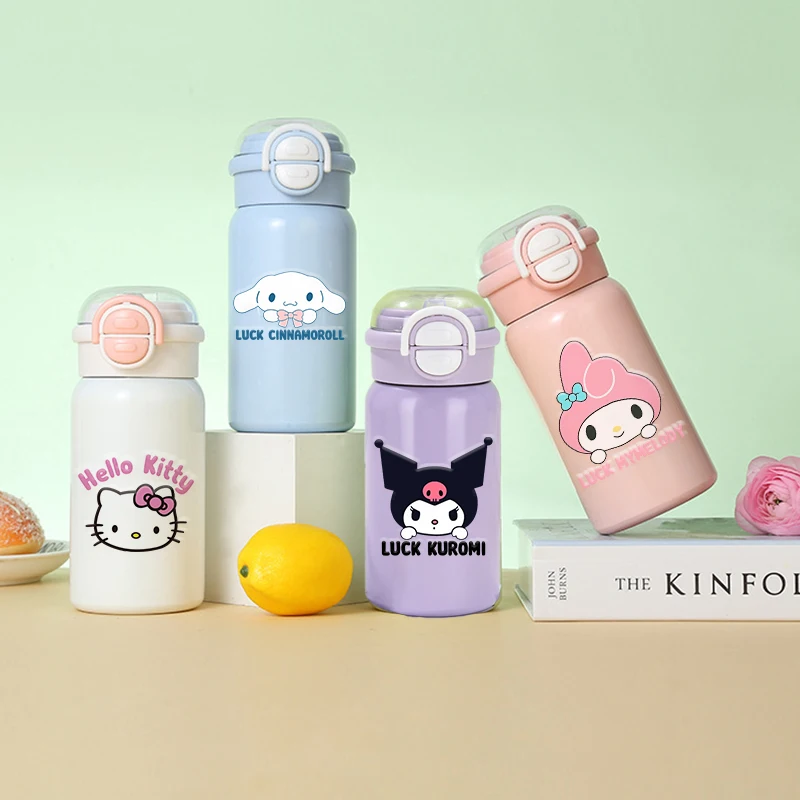 Taza Termo de acero inoxidable 316 de 500ml, botella Kuromi de Hello Kitty, taza con cerradura emergente portátil, termo de vacío de doble capa, regalo