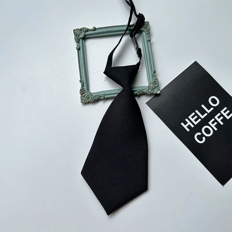 College Style Solid Color Short Tie for Girls and Boys Handsome Personalized Trendy Short Style Small Tie Shirt Decorative Tie image 4