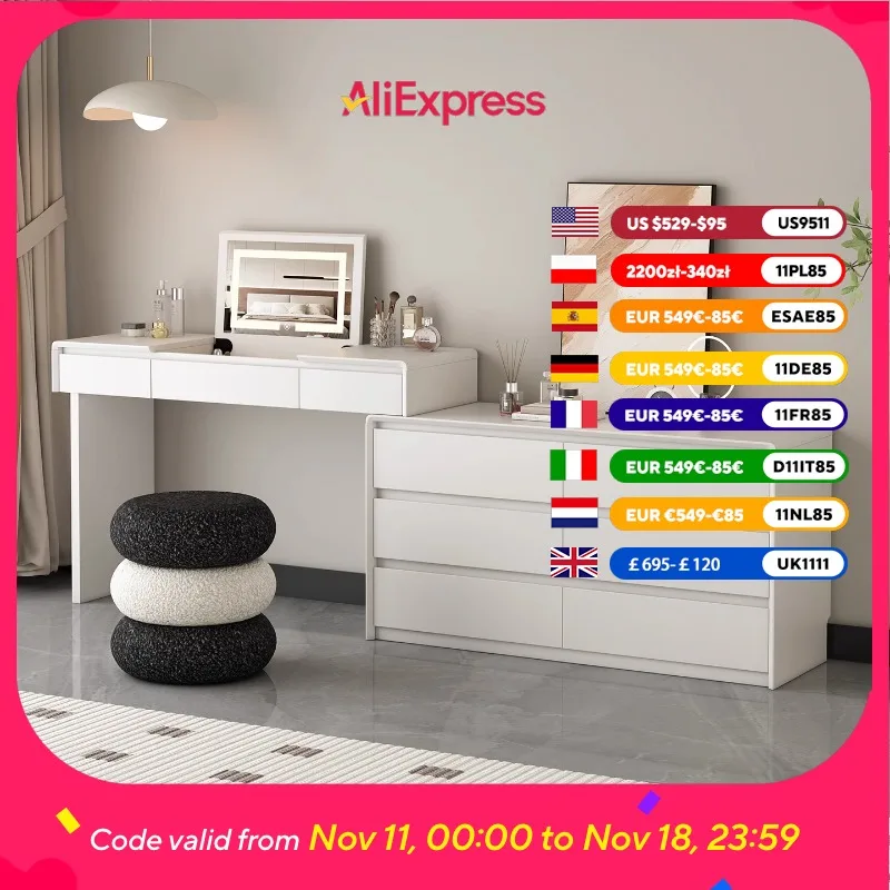 

Современный скандинавский белый туалетный столик, деревянный эстетический компактный комод, ящики для спальни, органайзер Mesa Tocador, мебель для дома