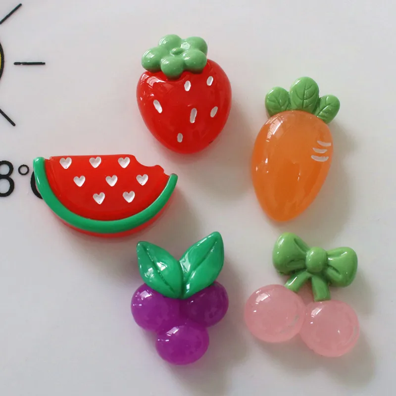 5pcs miniso series fruit cartoon resin flatback cabochons diy crafts materials jewelry making charms