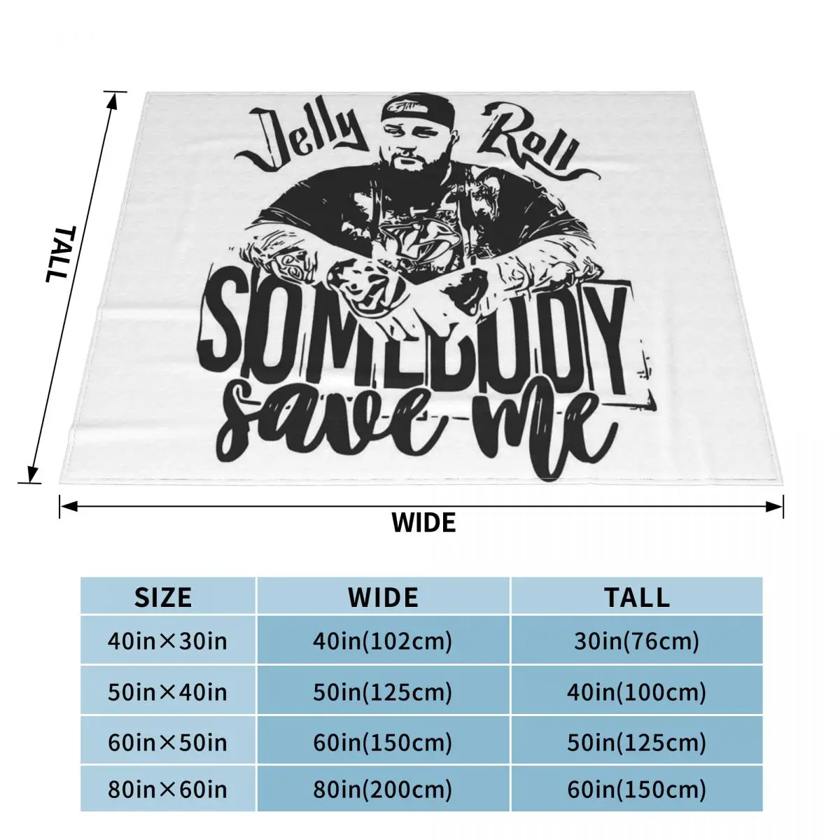 Jelly Roll Beautifully Broken Tour 2024 Rapper Blanket Warm Flannel Throw Blanket Bedding for Bed Living room Picnic Home Sofa