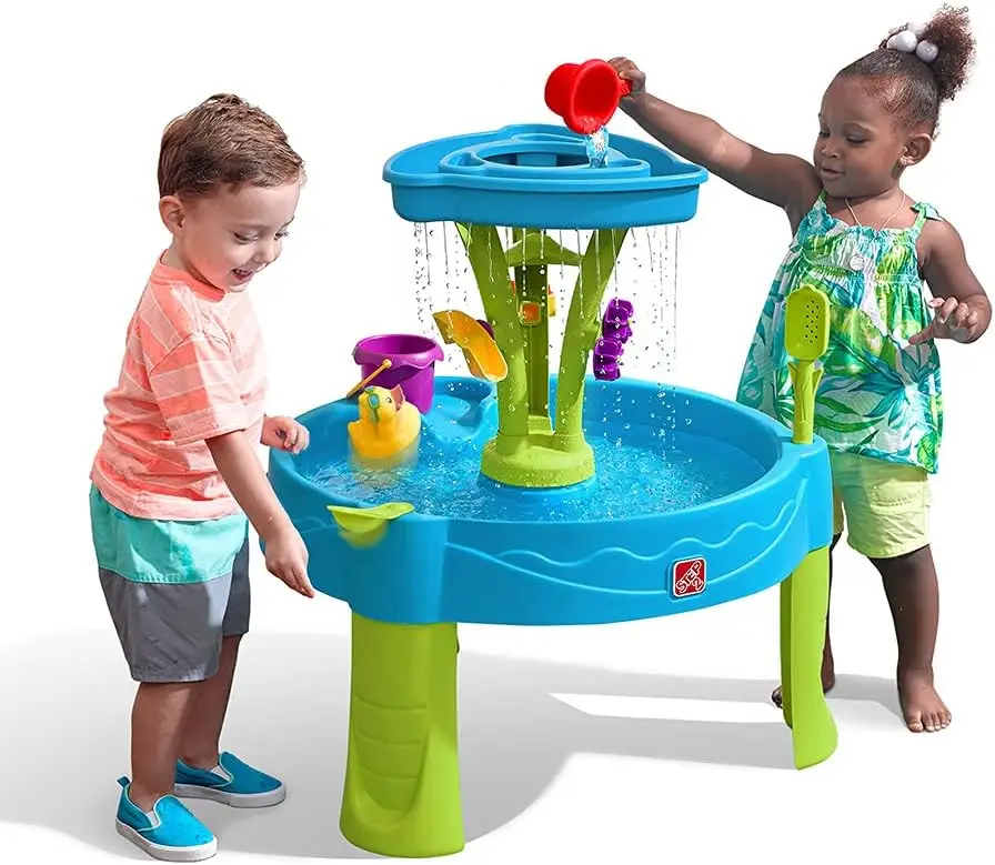 Sommerduschen Spritzturm Wassertisch für Kinder, wassersensorischer Wassertisch für Kinder im Freien, 8-teiliges Wasserspielzeugzubehör, mehrere Auswahlmöglichkeiten