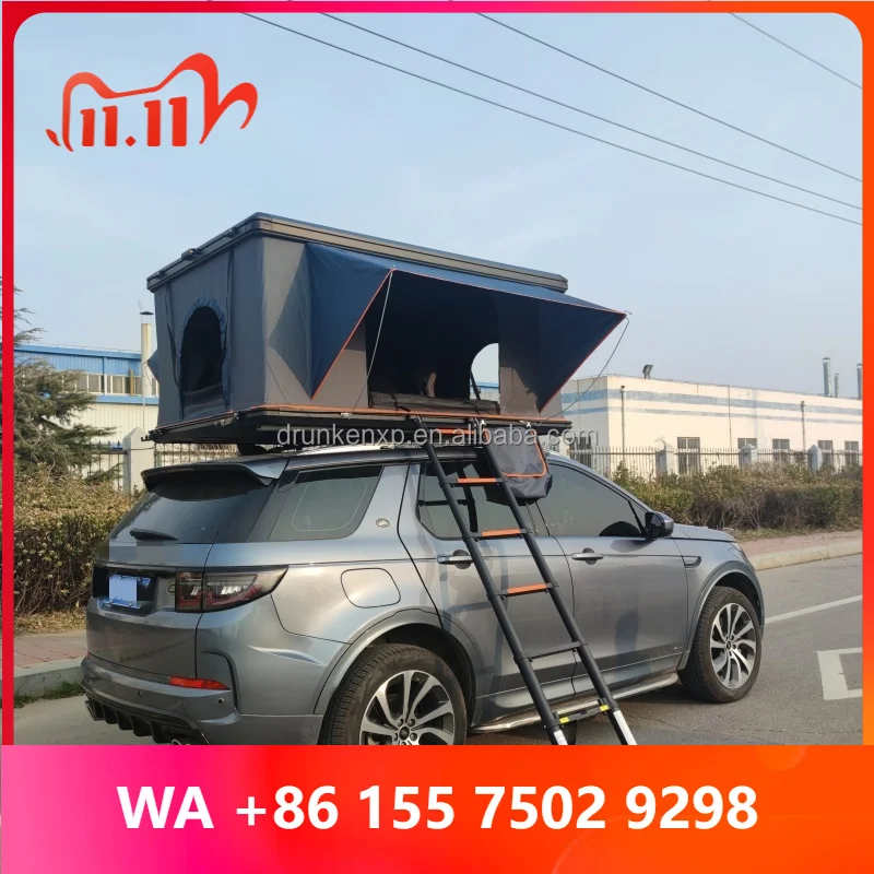DrunkenXp 132cm Width Aluminum Shell Pop up Off-road Camping Roof Top Tent Car Rooftop Tent