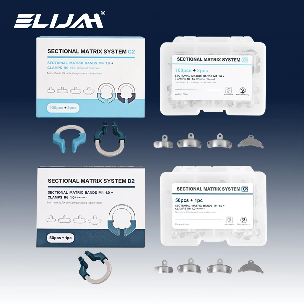 

ELIJAH Dental Matrix Bands NITI Metal Matrices Clamp Ring Sectional Contoured Matrix System Nickel Clamping Ring Dentist Tools