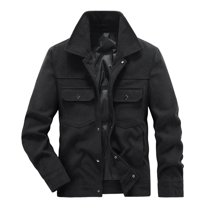 Men's Corduroy Down Jacket Men's Short Winter New Style Top White Duck Down Lapel Jacket Men's Coat