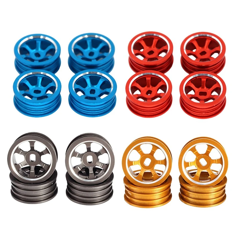 4Pcs Metal Wheel Rim & Hard Tyre Tires For Wltoys K969 K989 Iw04m Iw02 Mini-Z Mini-Q Mini-D 1/28 RC Drift Racing Car