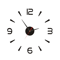 DIY Wall Clock 40cm Small Black Modern Simple European  Silent Acrylic Frameless DIY 3D Wall Clock Frameless Wall Clock
