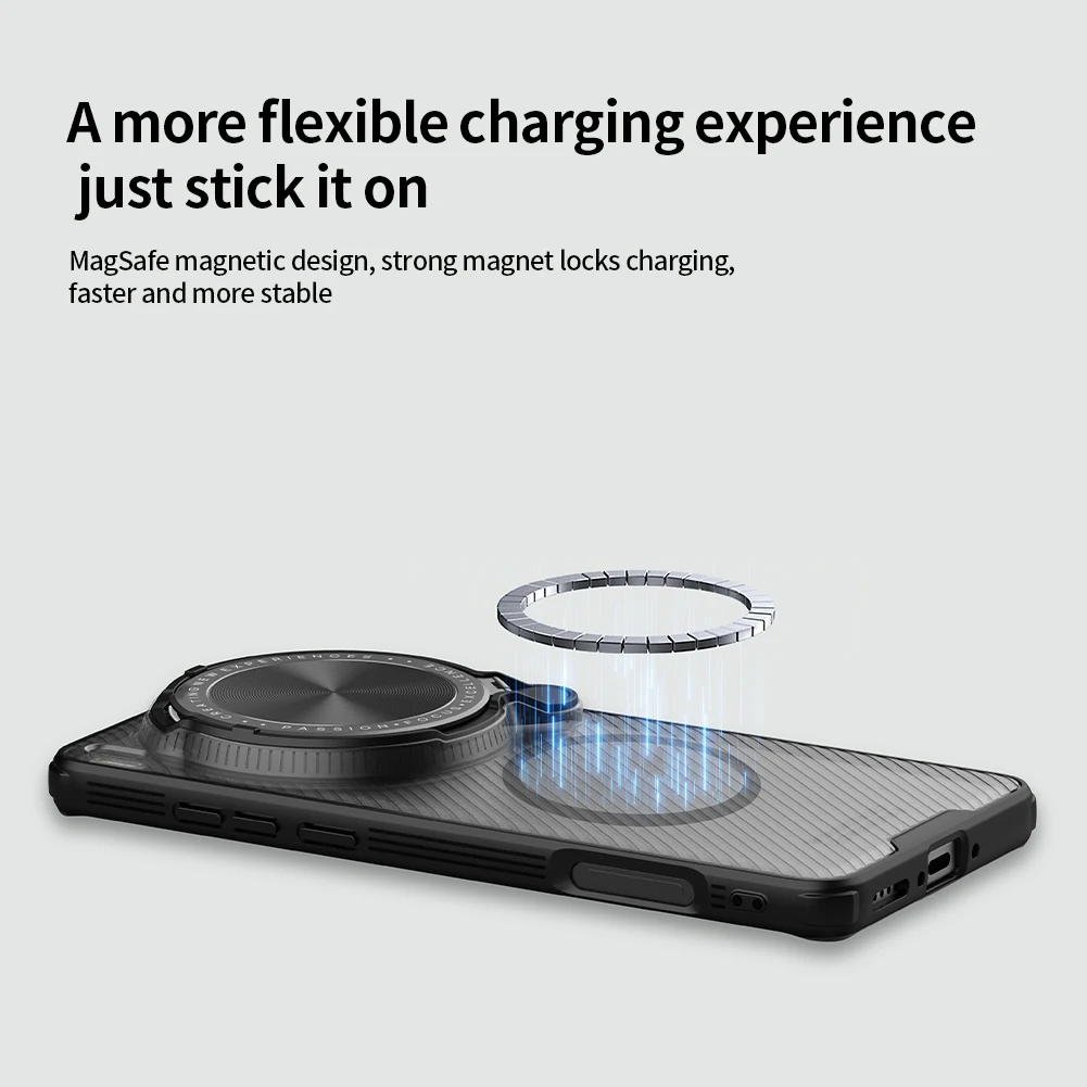 حافظة Nillkin لهاتف Vivo X200 Ultra 5G حافظة كاميرا سوداء شفافة دعامة شحن مغناطيسية عدسة Magsafe حماية الكاميرا 360 غطاء خلفي