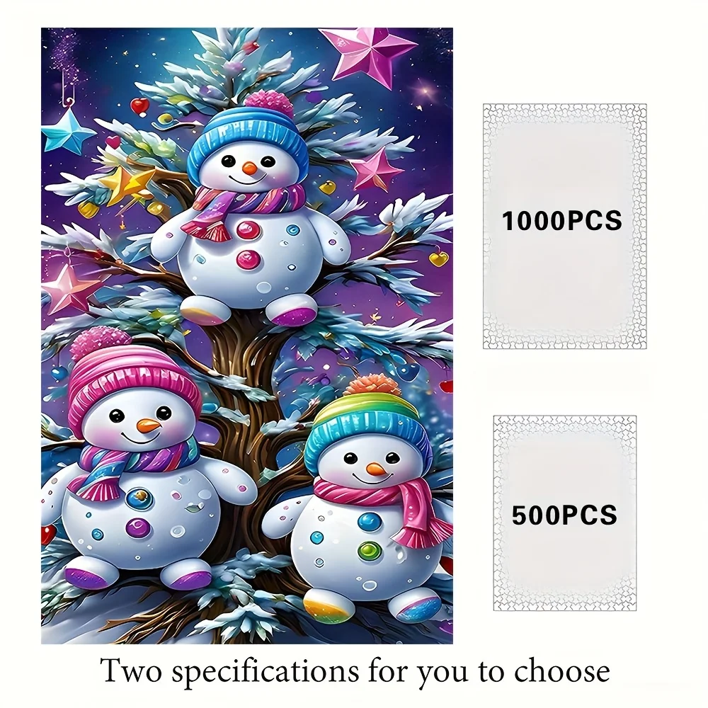 

Пазл для взрослых, 500/1000 шт., большая зимняя снеговик и ночная сцена с рождественской елкой, 500/1000 шт., звездное небо и снежинка